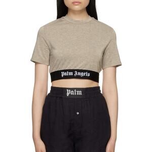 Palm Angels Classic Logo Tape Crop Tee Gold Women’s Size S